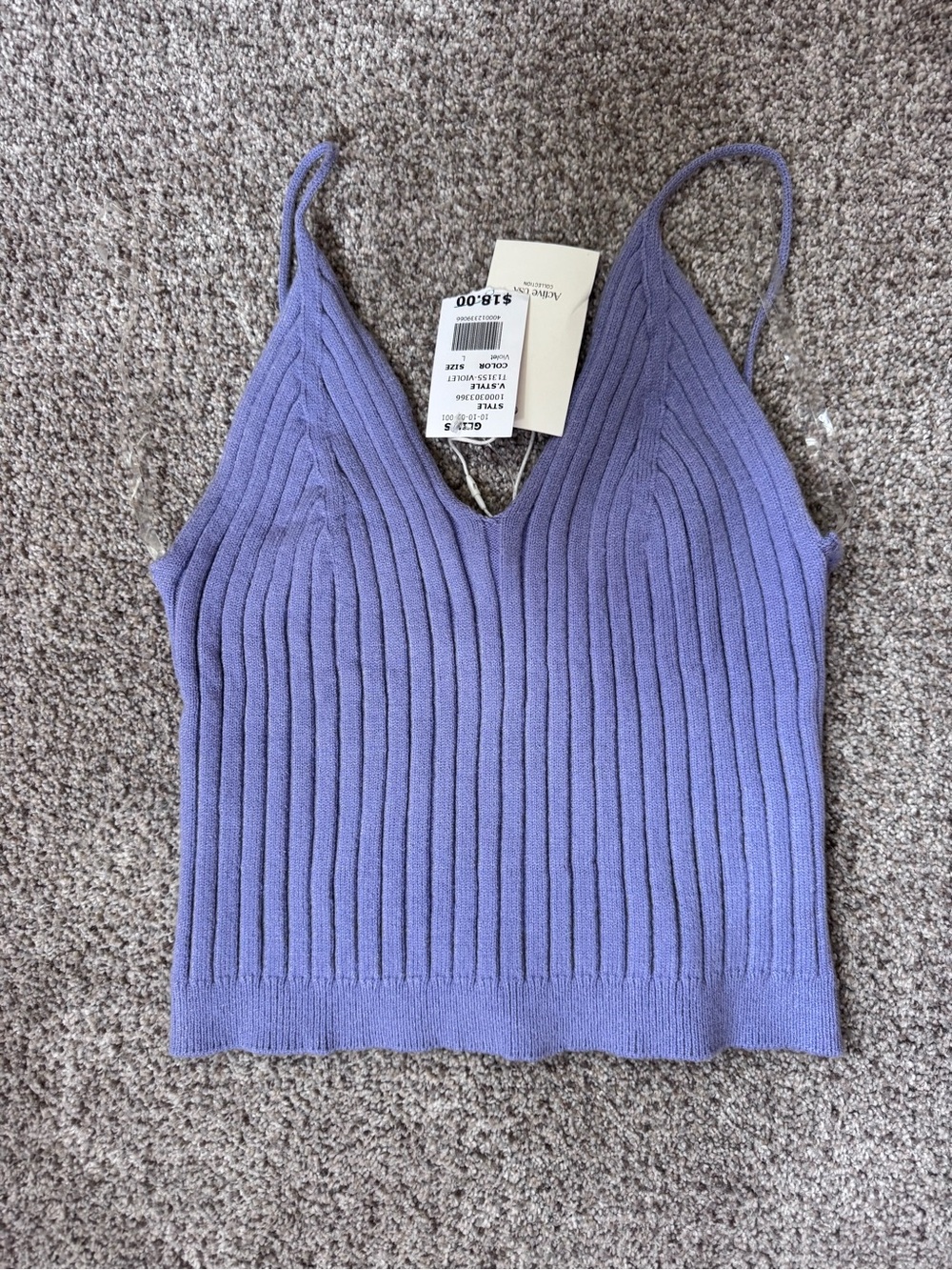 Active USA Lavender Ribbed V-Neck Cami
